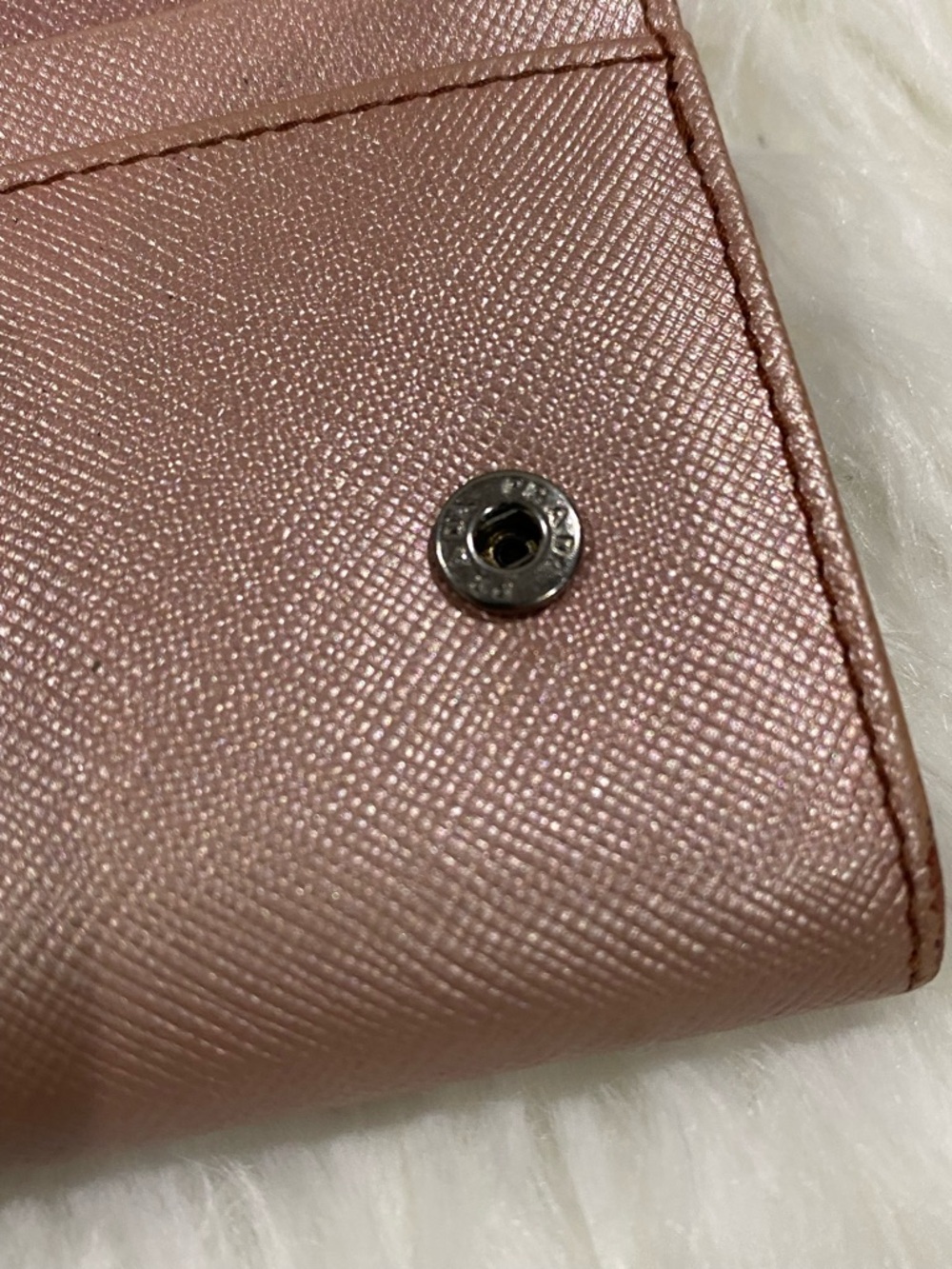 PRADA Rose Gold Saffiano Leather Long Wallet with Silver Logo - Picture 12 of 16